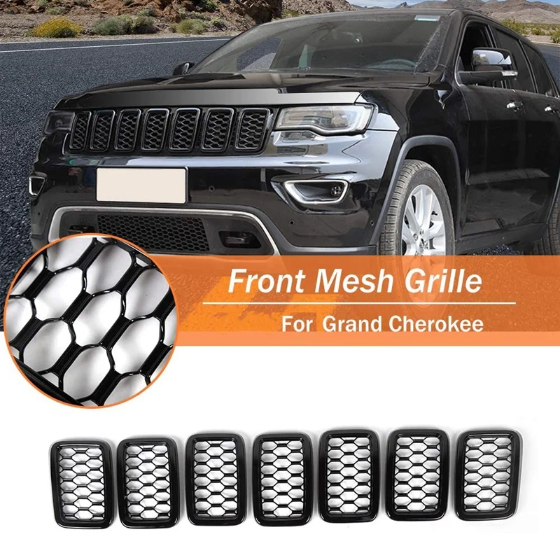 Топ!-передние сетчатые вставки для гриля кольца обложки Jeep Grand Cherokee 2017 2018 2019 2020 2021 |