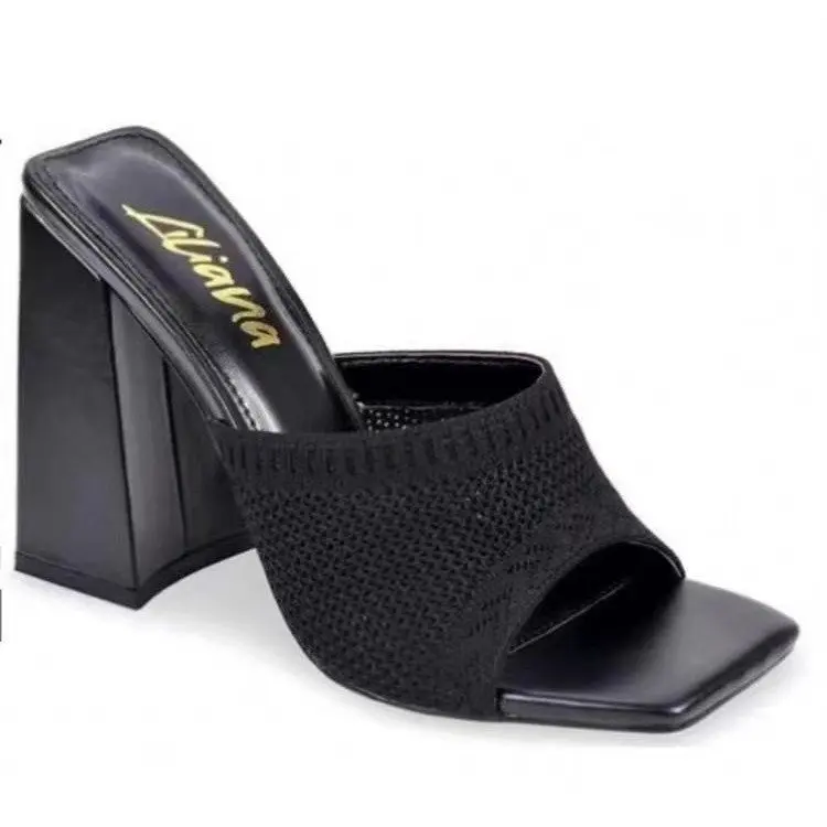 

Сандалии женские на высоком каблуке, люксовые пикантные удобные простые элегантные туфли на массивном каблуке, лето 2023