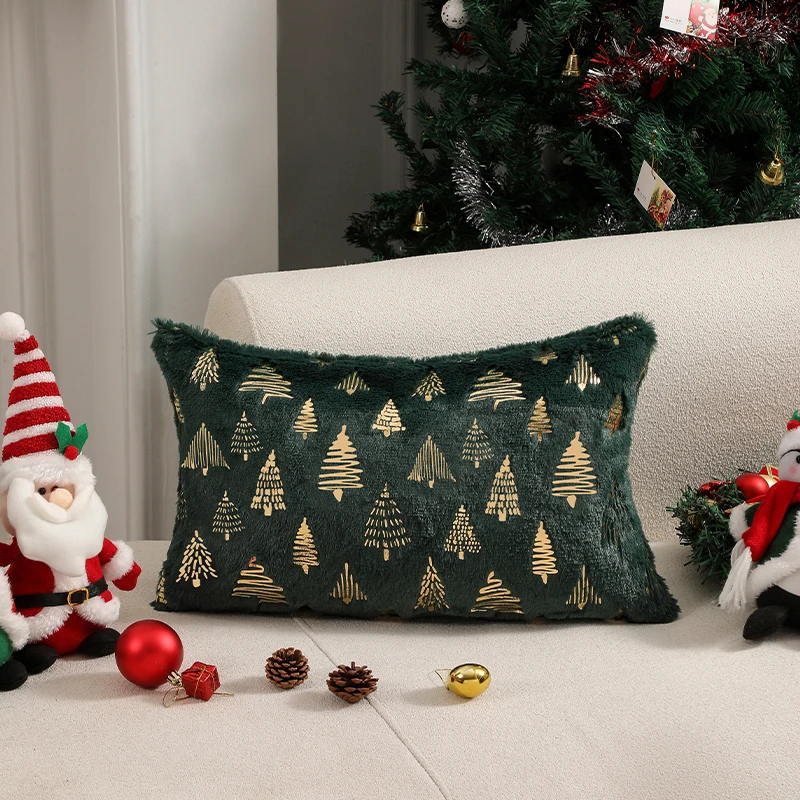 CANIRICA Cushion Cover Green Pillow for Living Room Sofa Party 45x45 Decor Home Christmas Supplies Hot Stamping Pillowcase