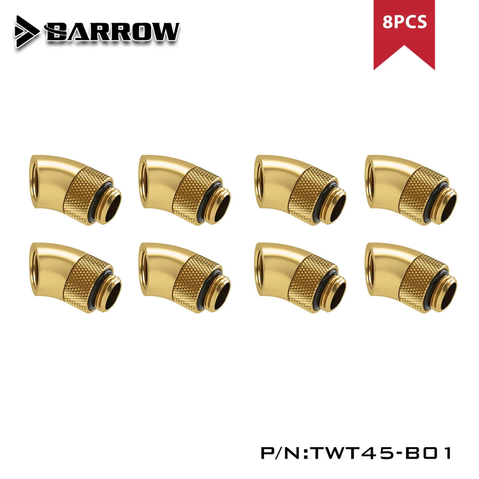 

Barrow 8 шт./6 шт. 45 градусов Поворотный фитинг, для адаптера, оборудование для водяного охладителя, Регулируемое направление подключения, золотой, черный, белый, серебристый