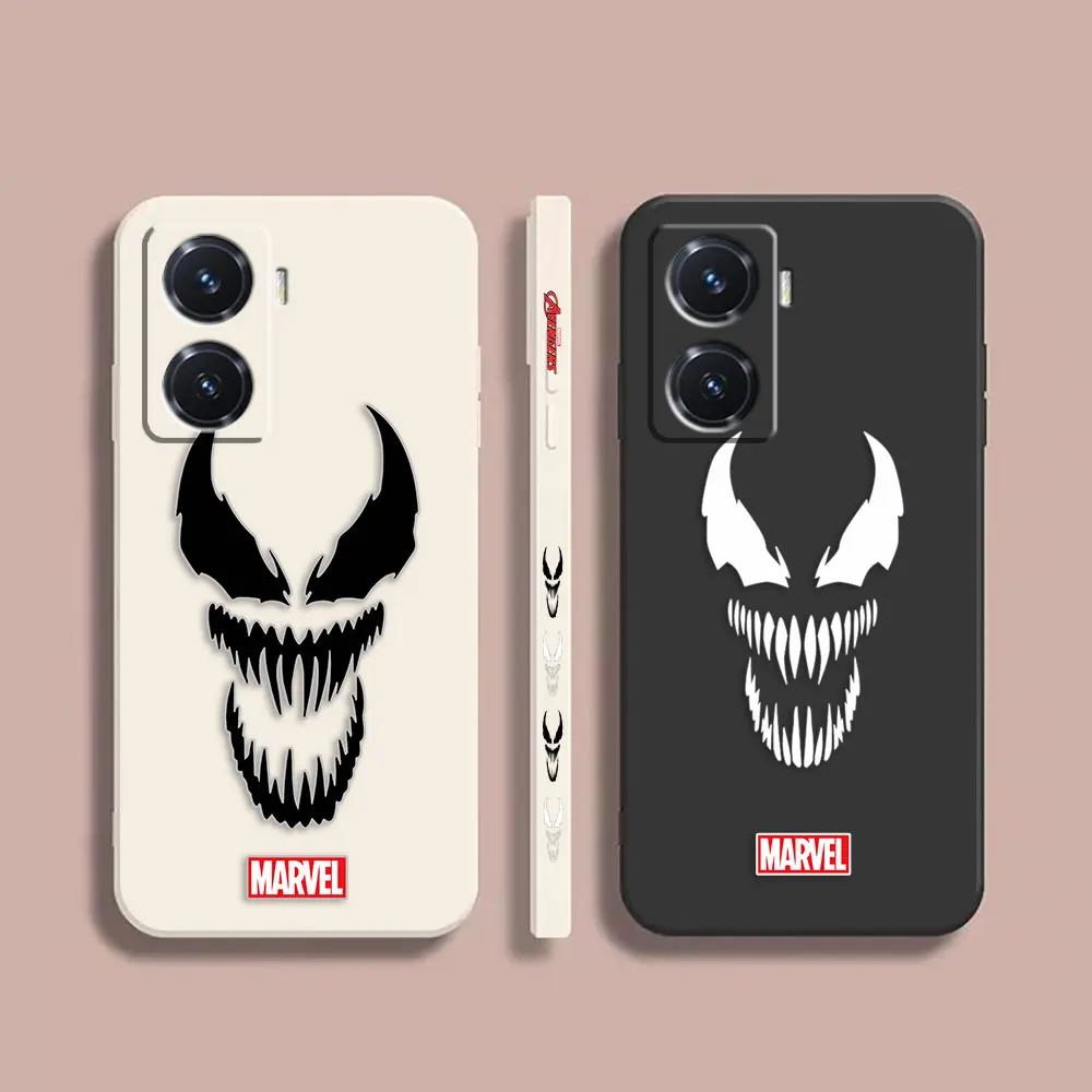 

Case For VIVO Y55 Y52S Y53S Y66 Y55S Y73S 5G Y85 Y93 Y76 Y91 Colour Simple Liquid Shell Funda Capa Case Marvel Venom Face Mange