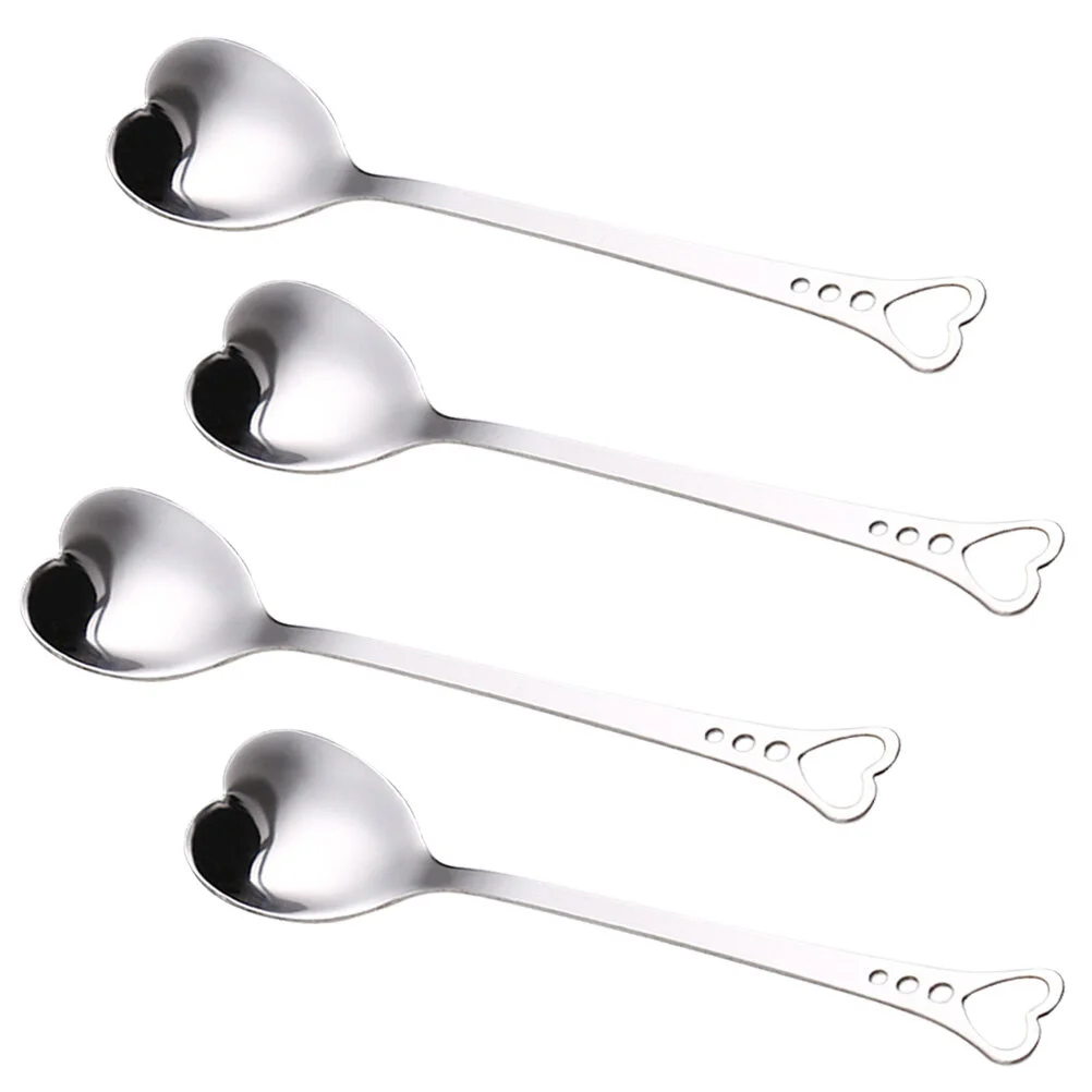 

4pcs Stainless Steel Soup Spoons Ladles Heart Shape Soup Table Spoons Dinner Spoons Appetizer Scoop for Soup Gravy Cake Oatmeal