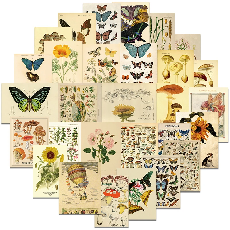 

Наклейки в стиле ретро с изображением животных, растений, бабочек, подсолнухов, граффити, наклейки для ноутбука, телефона, багажа, гитары, 10/30...