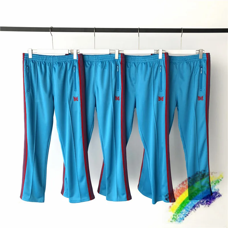 

Blue Needles AWGE Sweatpants Men Women 1:1 Top Quality Needles Pants Red butterfly embroidery Stripe AWGE Pants