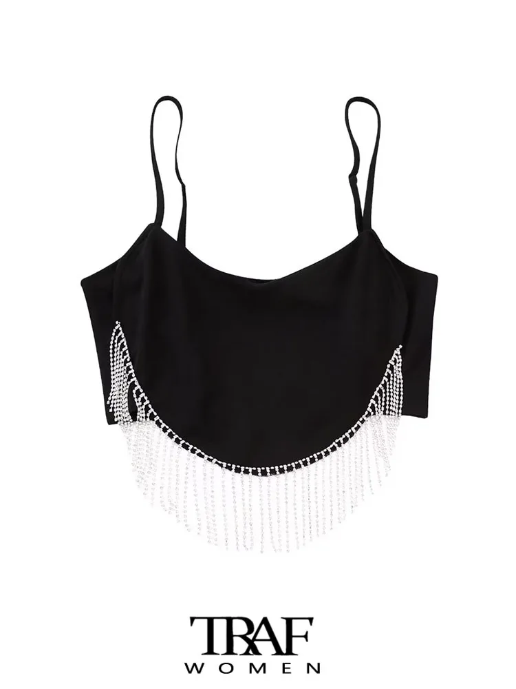 

Кроп-топ женский трикотажный с бахромой и открытой спиной