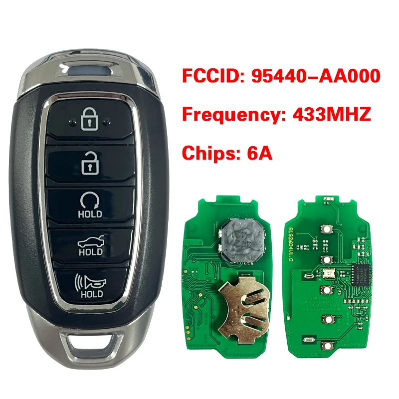 

CN 020141 Послепродажный 5-кнопочный смарт-ключ FCC 95440-AA000 NYOMBEC5FOB2004 6A чип 433,92 МГц для Hyundai Avante 2020+