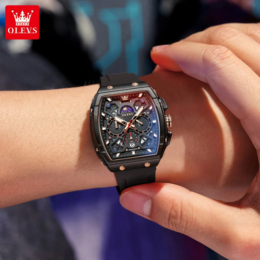 OLEVS Лидирующий бренд модные мужские кварцевые часы многофункциональные