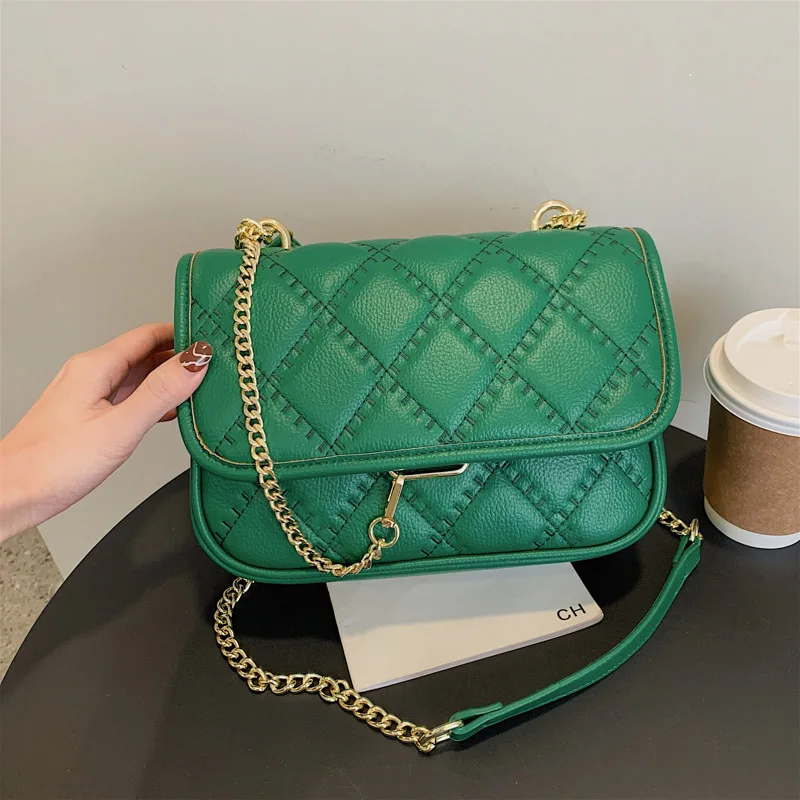 

Woman Fashion Lingge Shoulder Bags Luxury Brand Designer Crossbody Bag Quality Leather Chain Small Square Bags New Trend Handbag