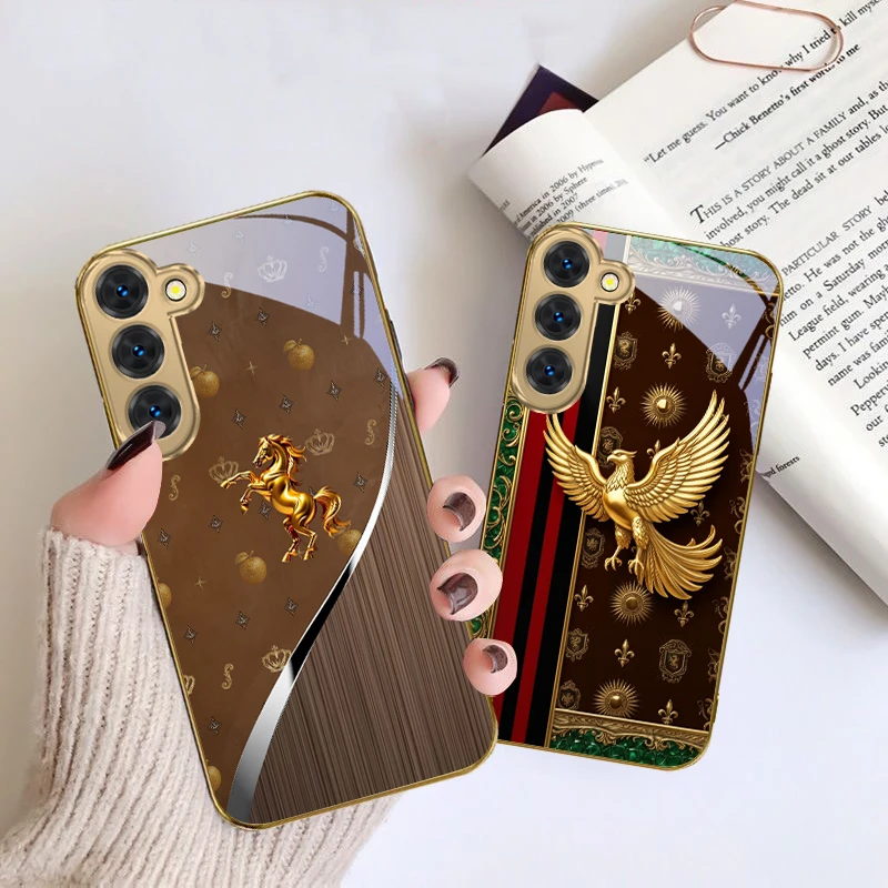 Фото Чехол Cuibi Golden Eagle из золотого стекла для Samsung Galaxy S26 S20 FE S21 S22 S23 Plus S24 Ultra S25 Ultra S21 25 S22Plus №2