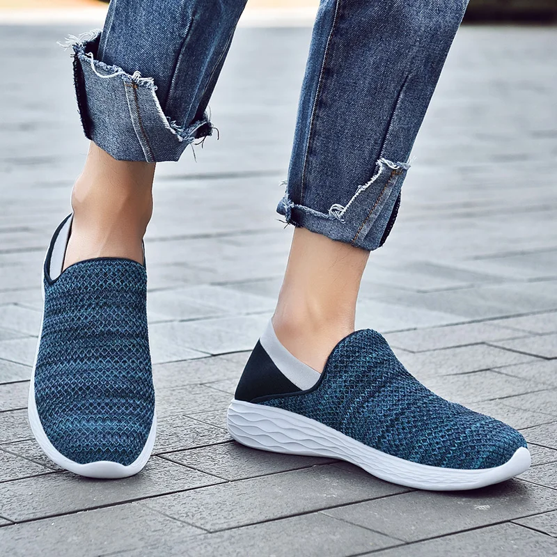 Men Women Walking Shoes Light Weight Fashion Breatable Sneakers Slip-on Casual Couple Shoes for Spring Summer Size 36-45