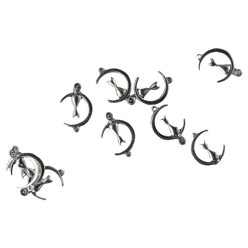 

silver Cat Charms Moon Charms alloy Silver Cat Moon Charms Jewelry accessories