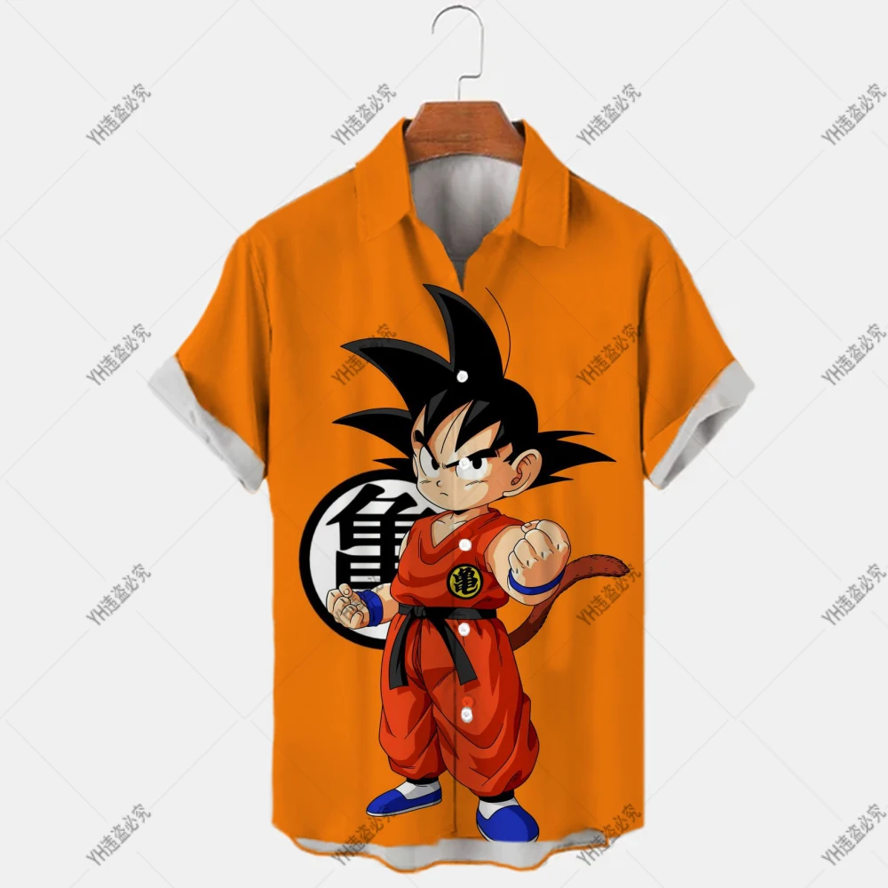 Dragon Ball Men's Short Sleeve Hawaiian Shirt Top Anime Goku Print Shirt Plus Size Summer Men's Casual Beach Shirt Hot Sale