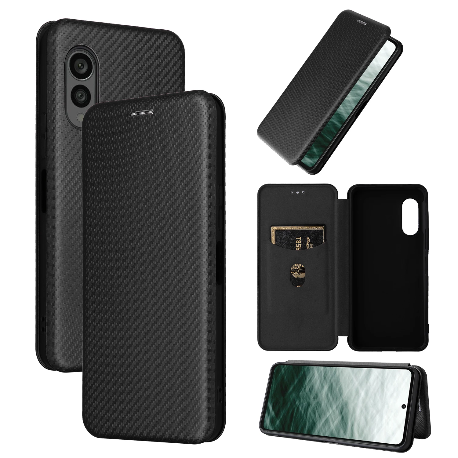 For FUJITSU Arrows NX F 51C Case Magnetic Carbon Fiber Flip Leather Book Card Slots Soft Tpu Gel Wallet Stand Phone Cover Fundas