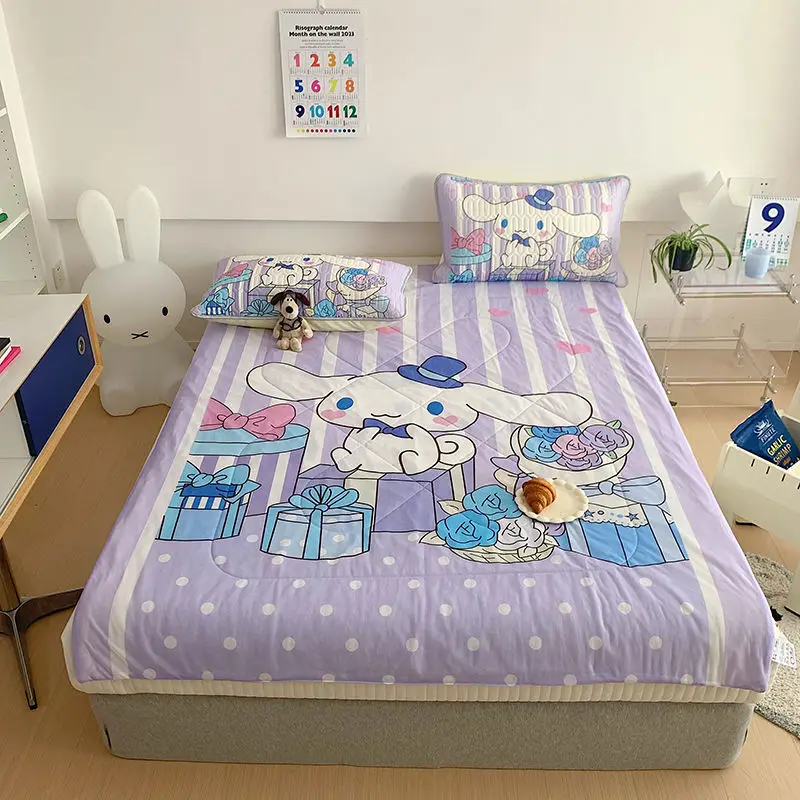

Летнее одеяло Sanrios Kuromi Cinnamoroll полачко, приятная на ощупь ткань, аниме, милое мультяшное детское одеяло для кондиционера, моющееся