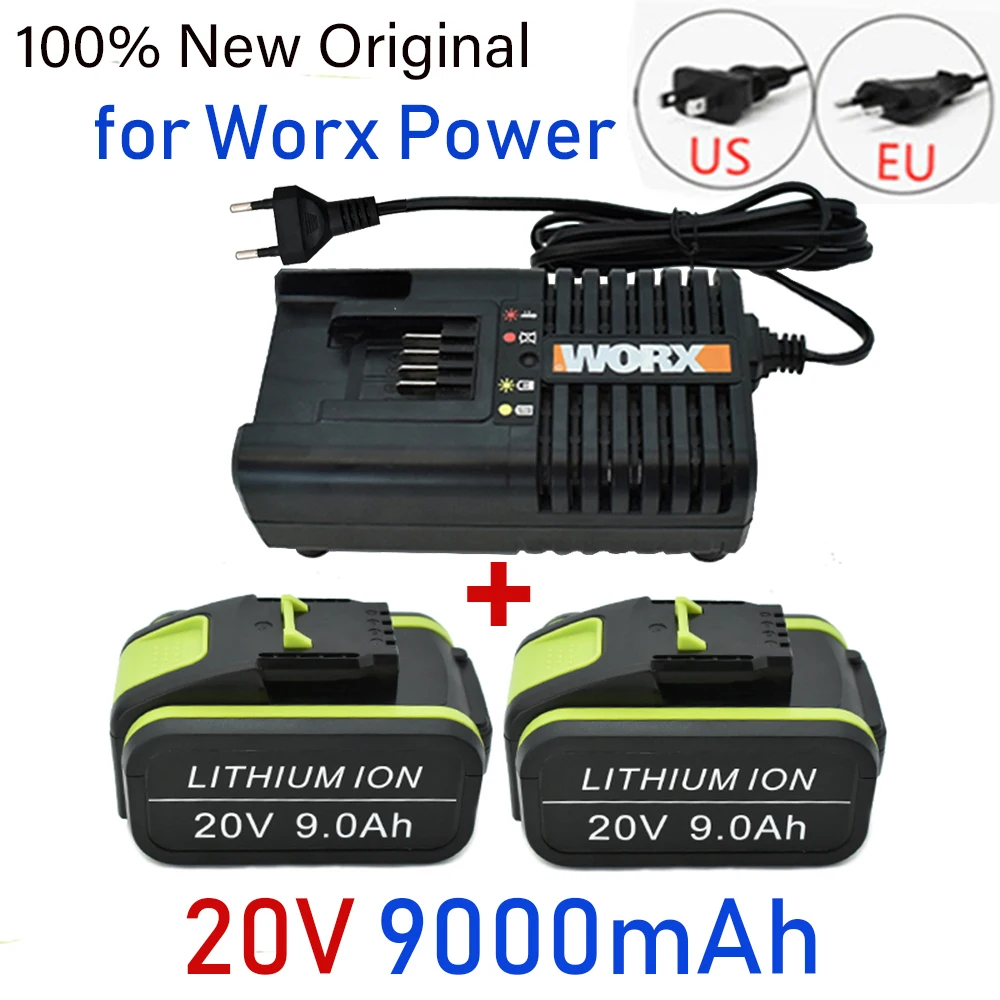 

20v 9000mah substituição worx 20v max li-ion bateria wa3551 wa3551.1 wa3553 wa3641 wx373 wx390 bateria recarregável ferramenta