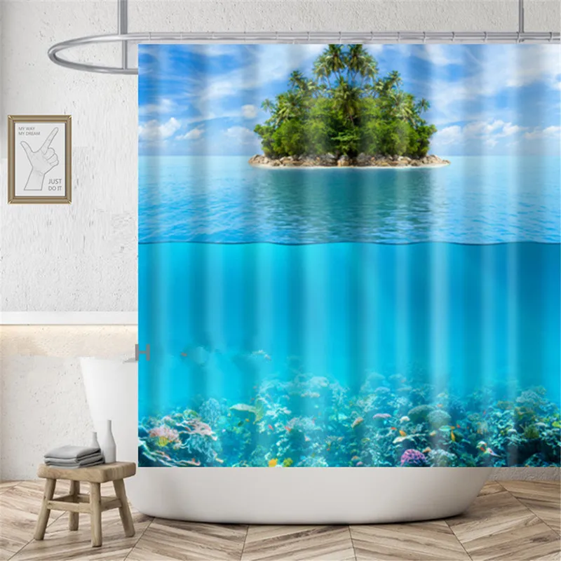 

High Quality Polyester Fabric Waterproof Shower Curtain 3D Washable Home Decor Nordic Style Building Bathroom Curtains