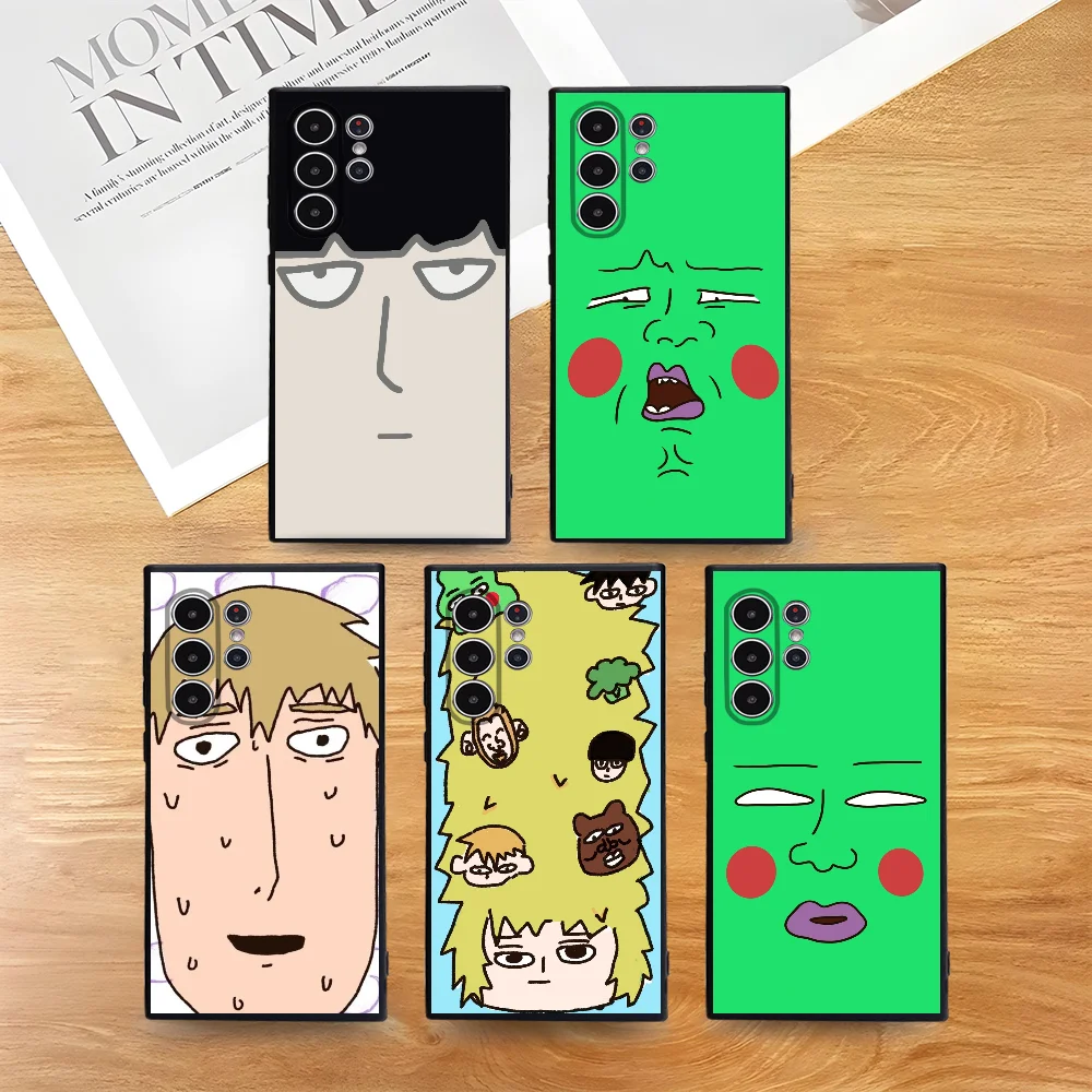 Забавный чехол для телефона P-Psycho 100 с аниме Samsung Galaxy S25 S24 S22 S23 Ultra S21 S20 Plus 5G матовый