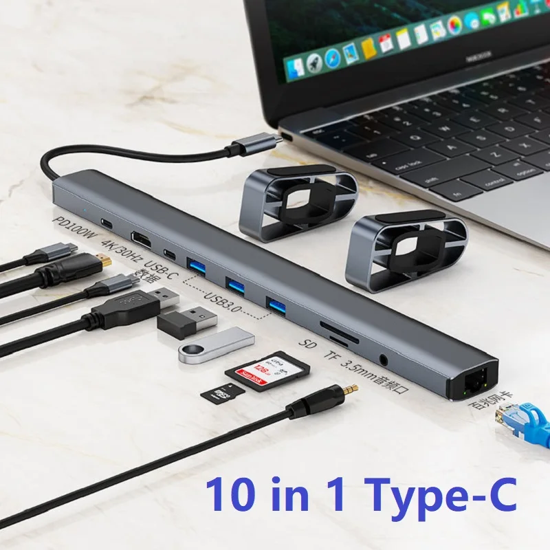 

Type C Laptop Docking Station USB Dock HDMI-compatible PD RJ-45 USB Hub Adapter for MacBook HP Dell XPS Lenovo ThinkPad Asus PC