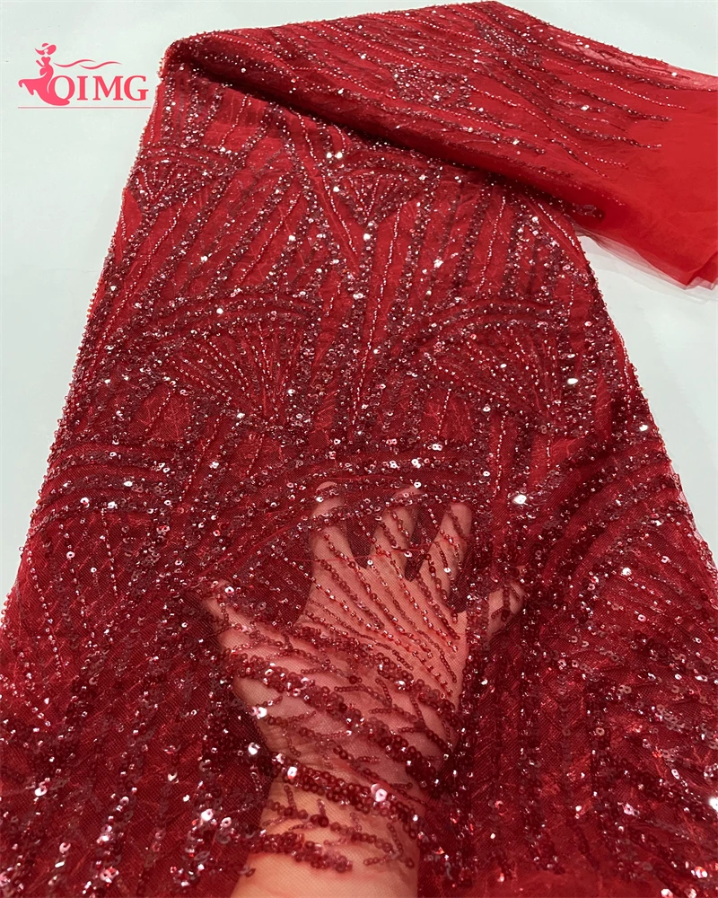 

Французская Тюлевая вышитая бисером сетчатая ткань для шитья свадебного платья африканская кружевная ткань 2023 высококачественное кружево с блестками