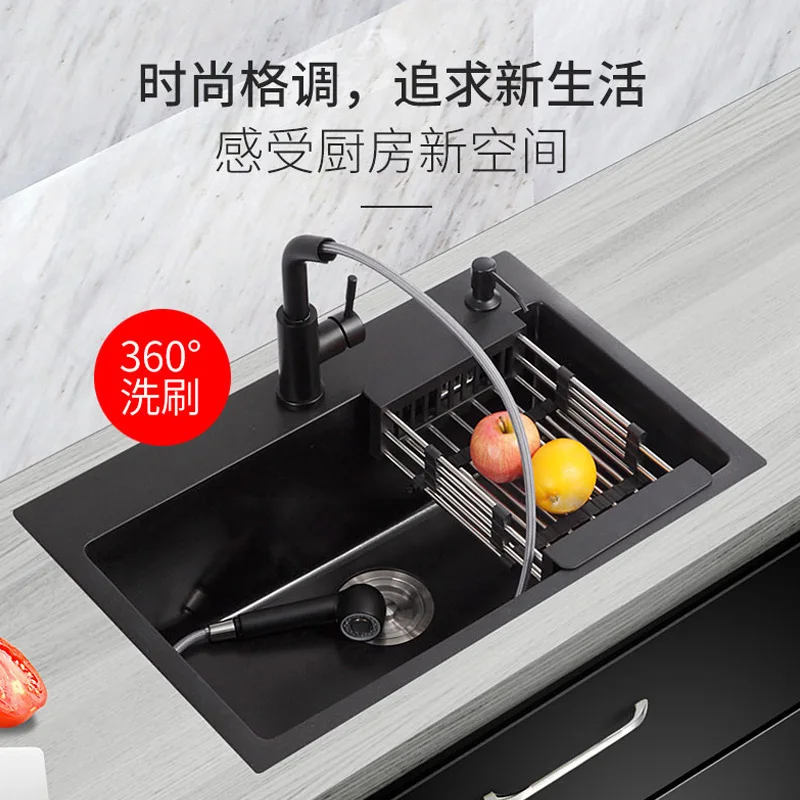 

Кварцевая раковина с одним лотком, раковина, большая утолщенная раковина ручной работы для дома на сцене. Кухонный смеситель для раковины