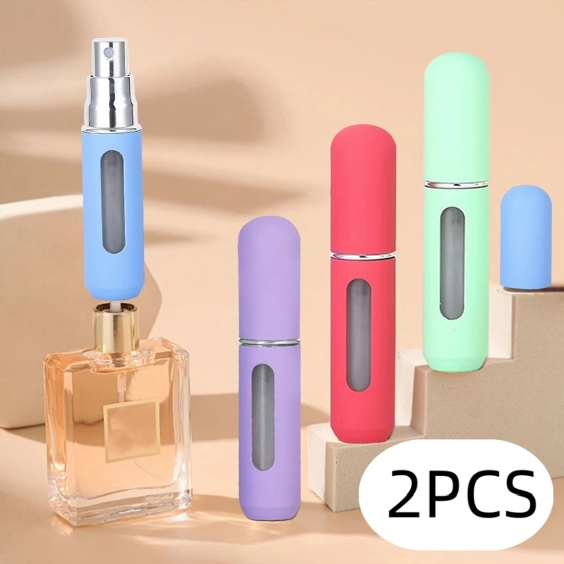 

2pcs 5ml Candy Color Travel Portable Bottom Refill Perfume Bottle Liquid Sub-Bottling Fine Mist Spray Refillable Empty Cosmetic