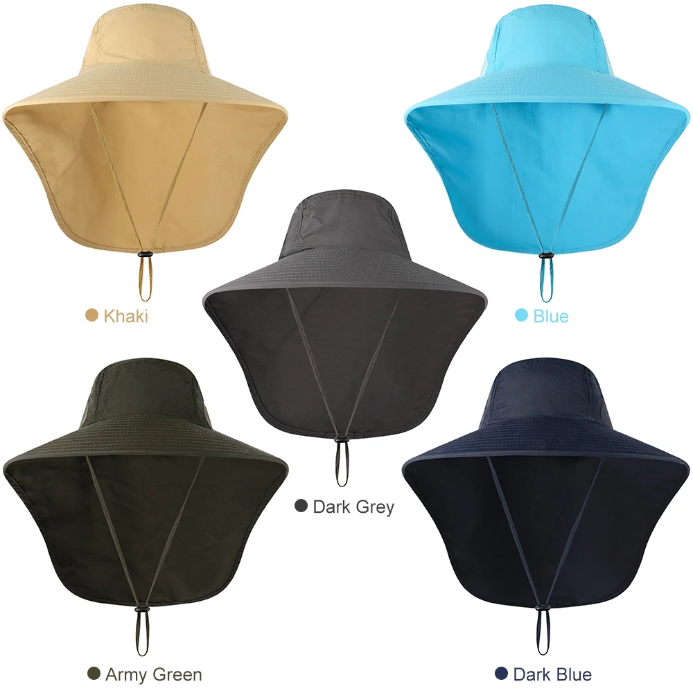 Wide Brim Neck Cover Fishing Hat Travel Camping Hiking Boating Fishing Sun Hat UV Protection Neck Cover Sun Protection Hat enlarge
