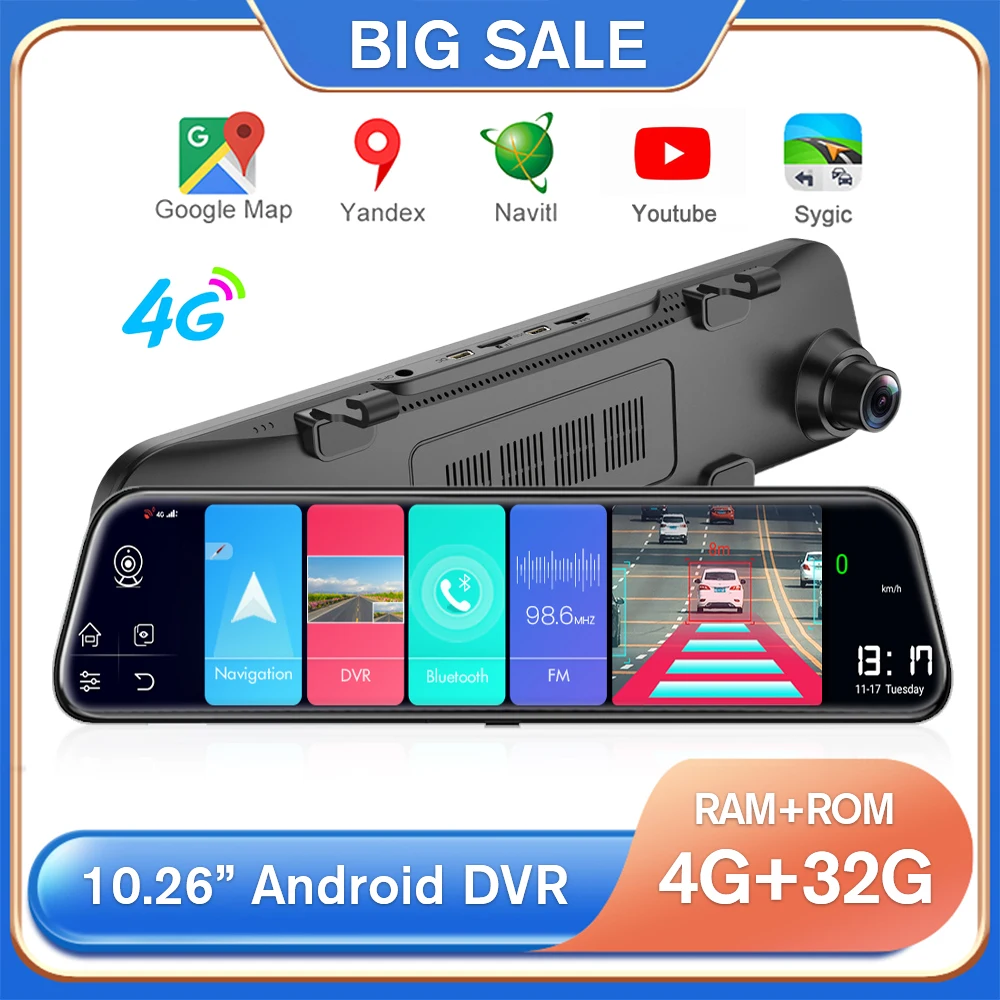 

Car DVR Mirror 12 Inch Android 8.1 GPS WiFi Dash Camera FHD Car Rearview Mirror For Auto Recorder ADAS Dashcam Dual Len Cam