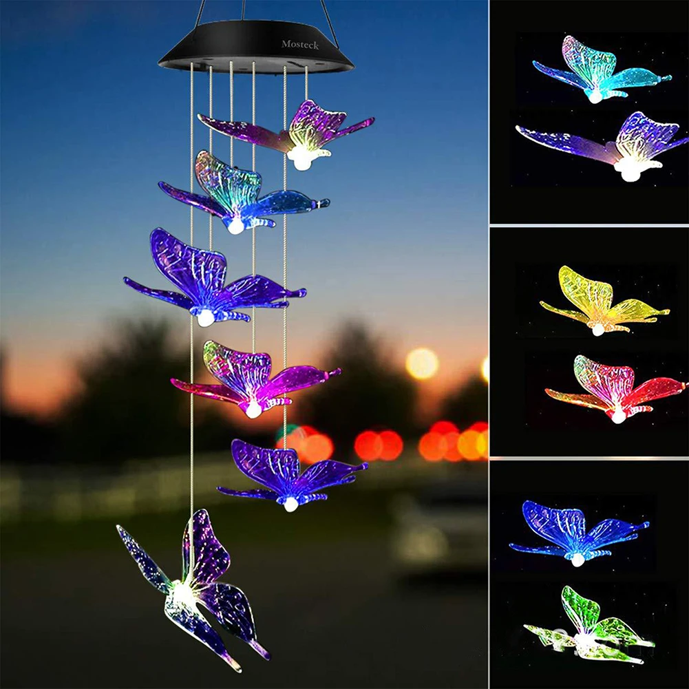 

Solar Butterfly Light LED Colour Changing Garden Yard Light Waterproof Outdoor Courtyard Garden Wind Bell Lighting