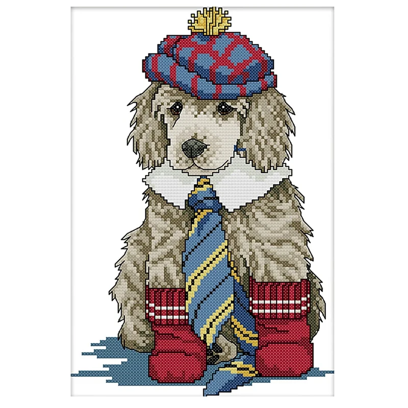 

Наборы для вышивки крестиком, штампованные узоры, вышивка, Стартовые наборы для взрослых, начинающих и детей (собака 10,6x10,4 дюйма)