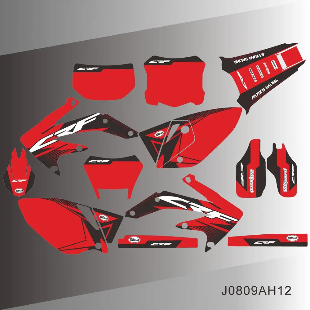 

Для HONDA CRF 450X CRF450X 2005-2016 графические наклейки наклейки мотоцикл фон индивидуальный номер имя