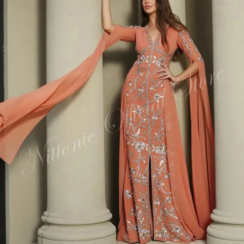 

New Luxury Prom Dresses for Woman Appliques V-Neck Floor-Length A-Line Evening Party Formal Occasion فساتين طويلة 2023 فساتين طو