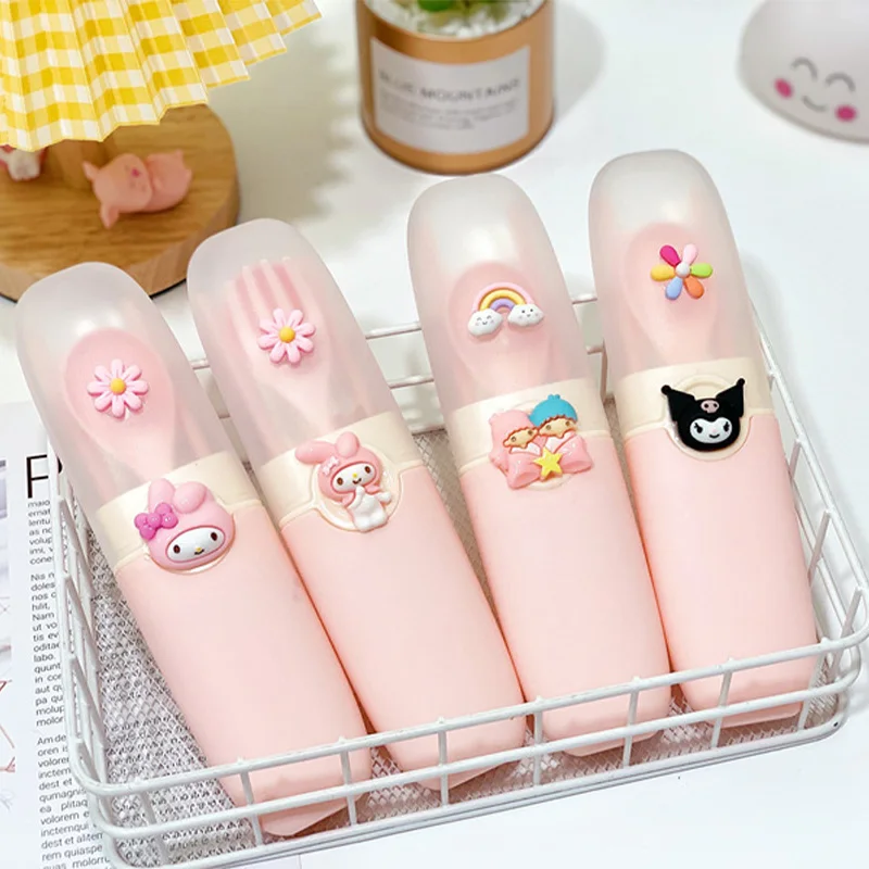 Новый экологичный портативный набор столовых приборов Kawaii Mymelody Kuromi Cinnamoroll из