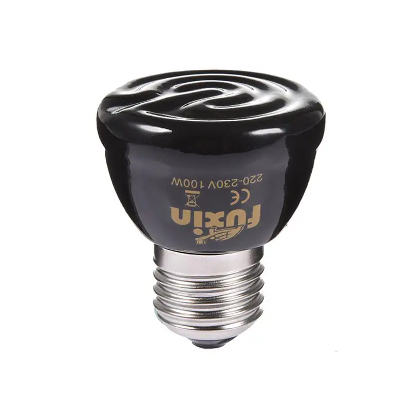 

New 220230V 25W 50W 75W 100W E27 Pet Heating Lamp Black Ceramic Emitter Heat Light Bulb Pet Brooder Reptile Lamp