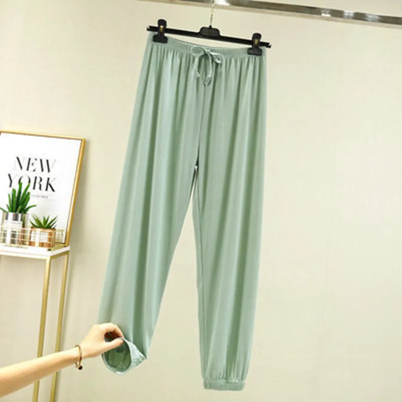 Summer Drawstring Homepants Women Long Pants Loose Size Home Pajamas Sexy Casual Solid Color Pant Fashion Sleepwear