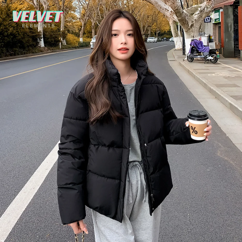 Winter Short Jacket Parkas Women 2023 New Thicken Warm Coat Stand Collar Solid Color Casual Parka Women Streetwear Down Jacket