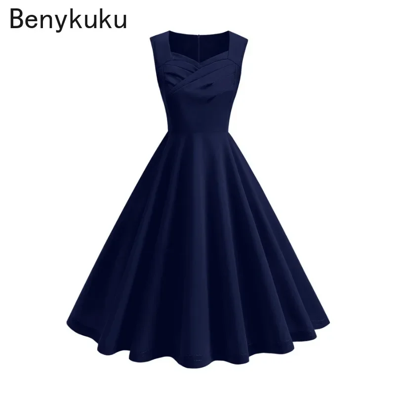 Однотонные винтажные элегантные платья с рюшами спереди 1950-х и 60-х годов для