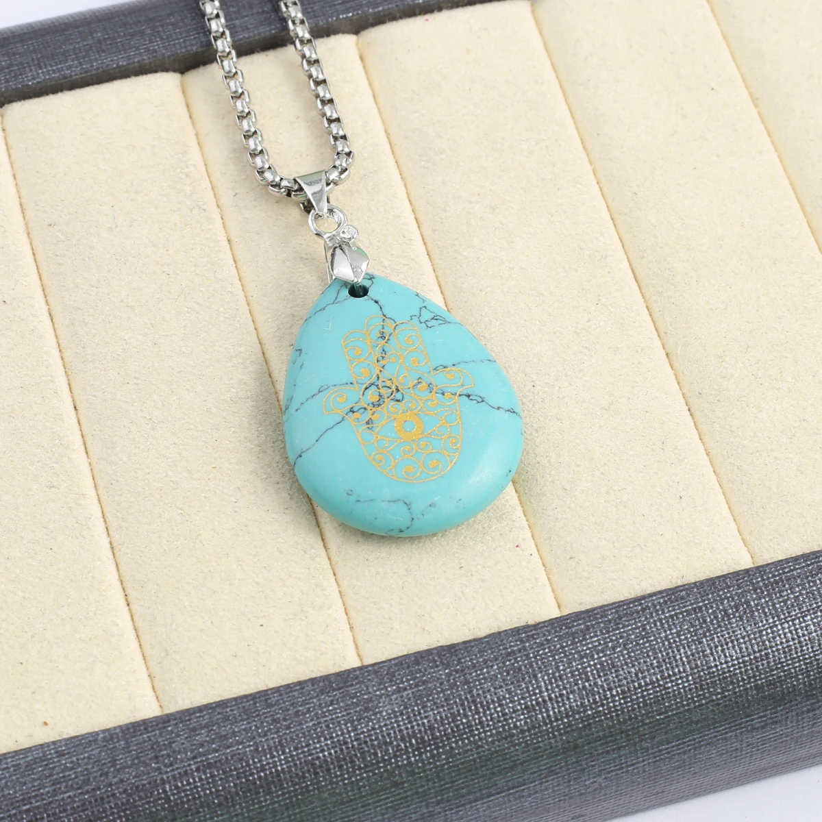 Ожерелье с подвеской из натурального камня чакры женское ожерелье рисунком