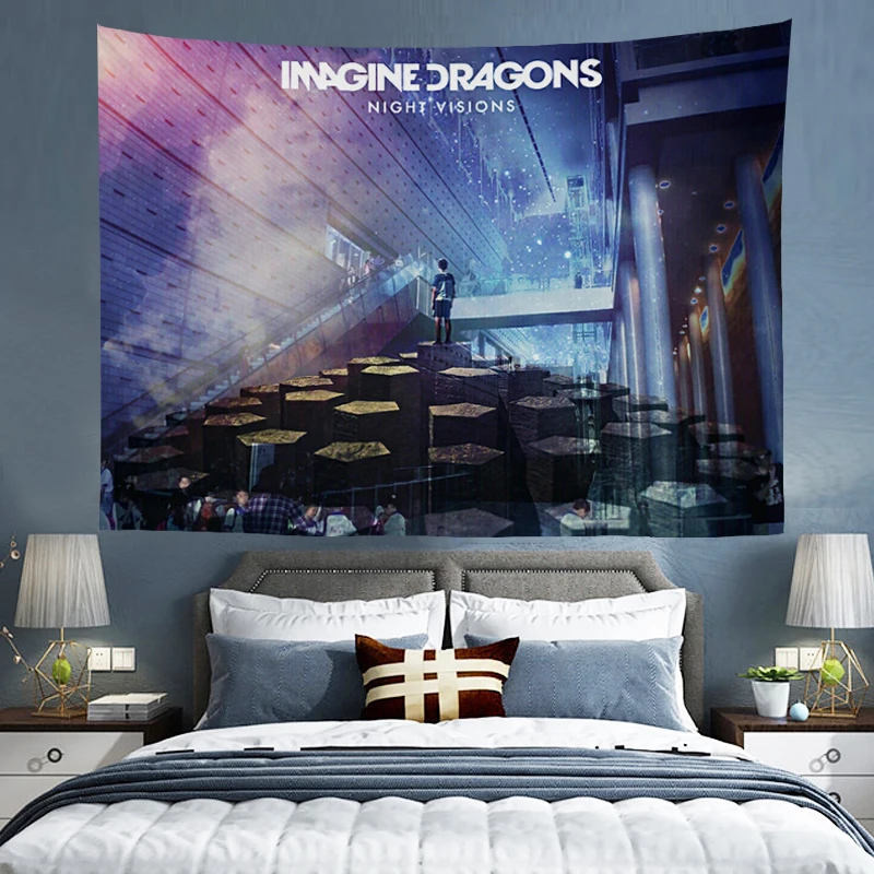 Imagine-Dragon Wall Hanging Tapestry Aesthetic Decoration Home Decor Tapestries Headboards Room Bedroom Decorative Accessories