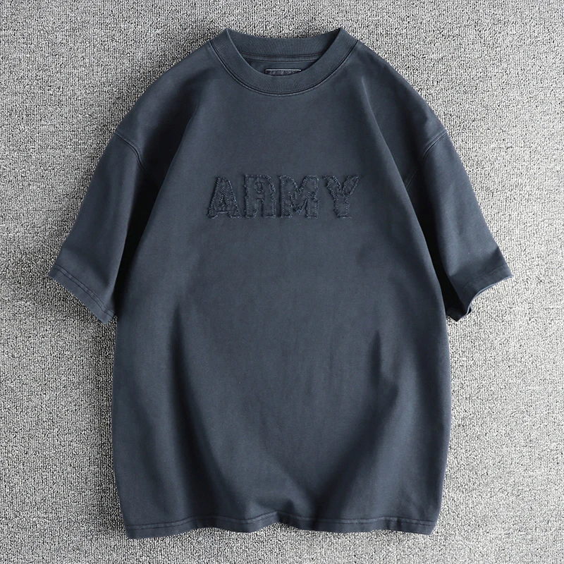 Американская Ретро футболка 320 г с коротким рукавом и круглым вырезом ...