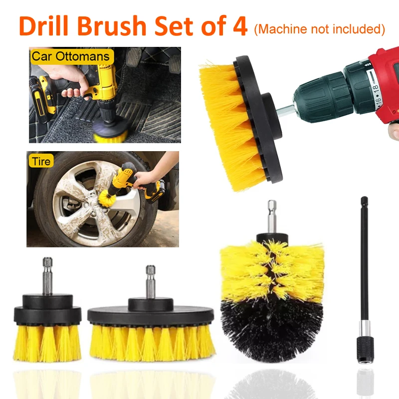 

4Pcs Electric Drill Brush Head Car Wheel Trail Cleaning Brush Tool Thick Descaling Brush Polishing Grinding Bathroom Cleaning
