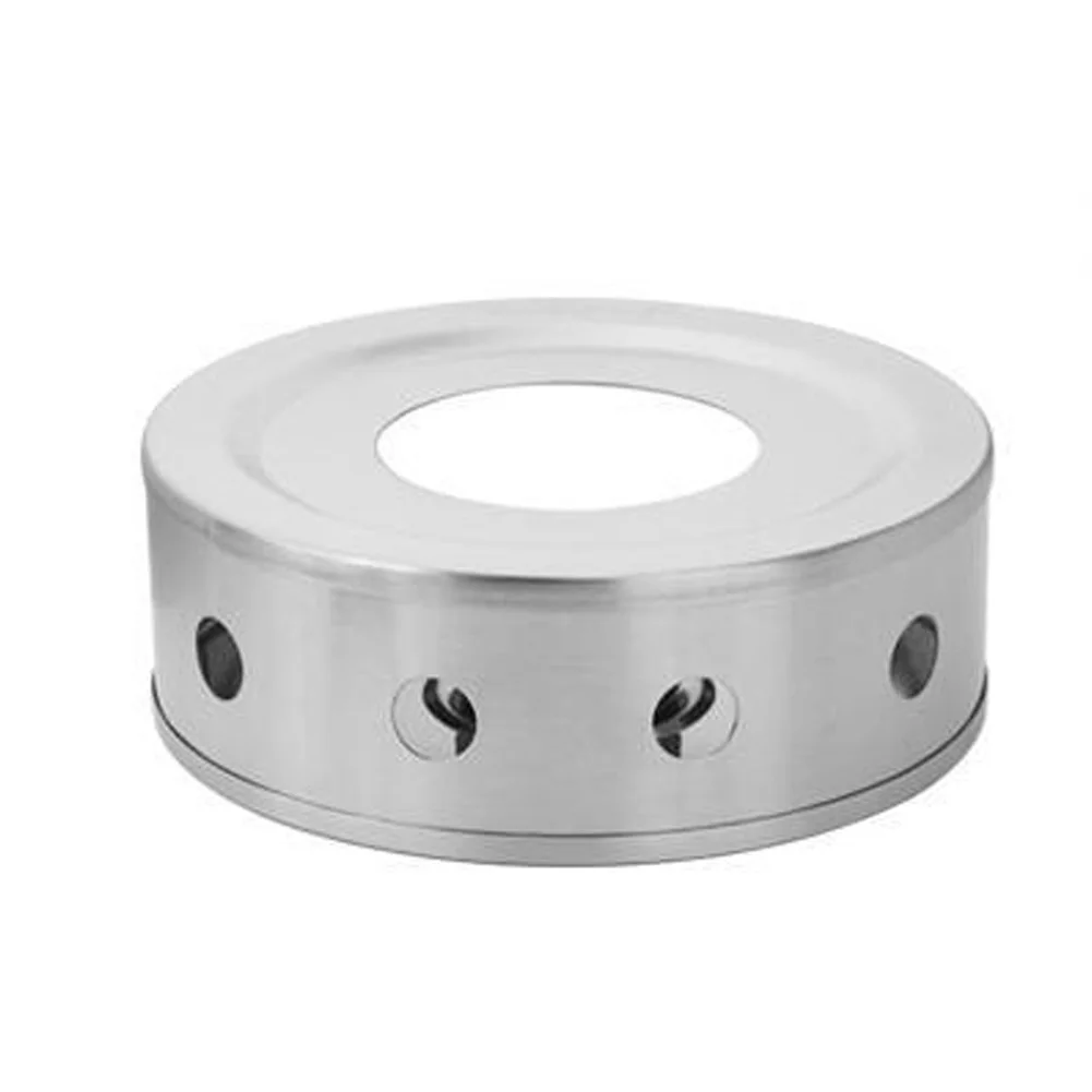 

Practical Teapot Warmer Heater Silver Round Dish Stainless Steel Coffee Trivets Candle Base