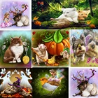 5D алмазная живопись сделай сам, мышь кошки, алмазная вышивка, круглая мультяшная Алмазная мозаика, украшение для дома, живопись Стразы