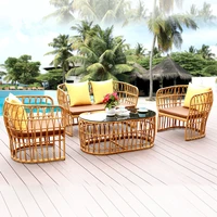 outdoor couch double rattan chair coffee table combination balcony leisure rattan sofa balcony garden sofa combination