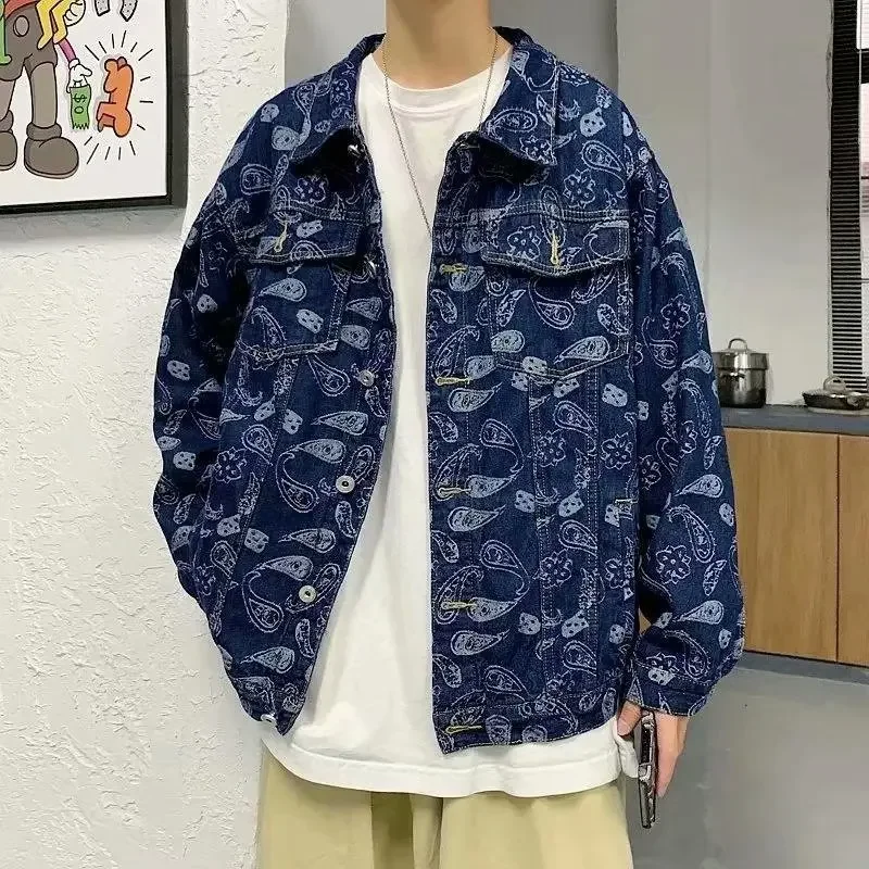 Куртка мужская джинсовая с длинным рукавом модный Свободный Топ рабочая одежда в