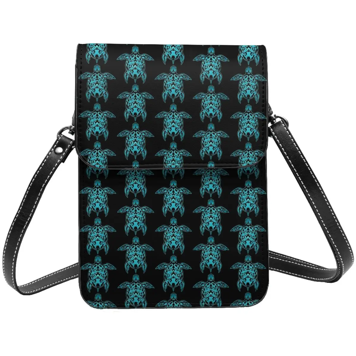 

Blue Sea Turtle Shoulder Bag Animal Print Female Gifts Mobile Phone Bag Reusable Leather Shopping Bags