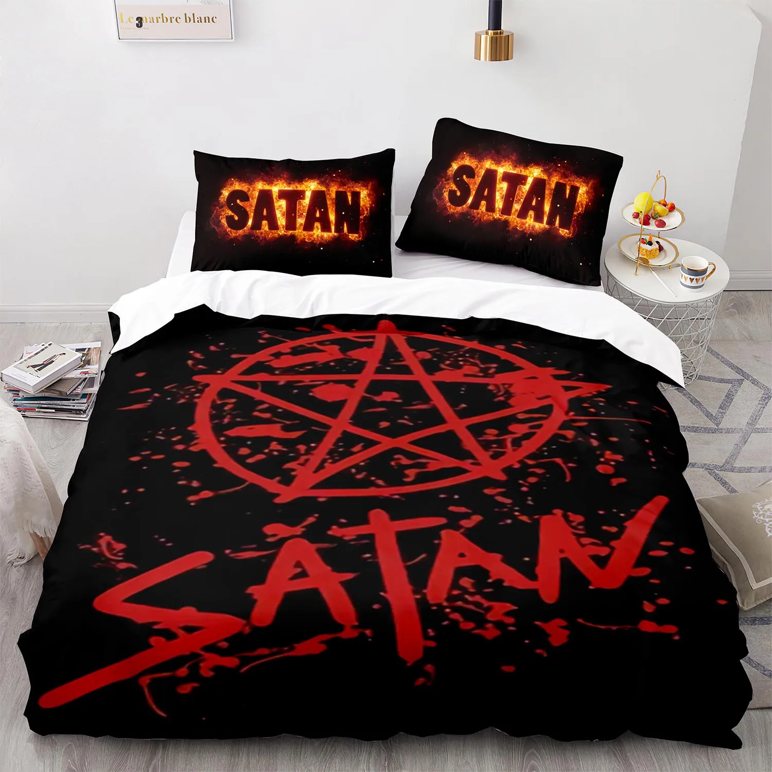 

Satan Bedding Set Single Twin Full Queen King Size demon Bed Set Aldult Kid Bedroom Duvetcover Sets 3D Print 016