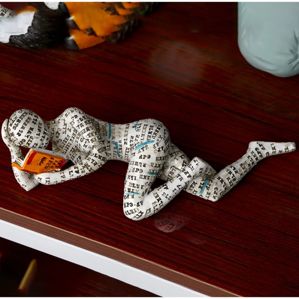

Home Desk Ornaments Decor Cafe Shop Balcony Figurine Ornaments Decoration Reading Woman Statue Resin Sculptures Bookshelf