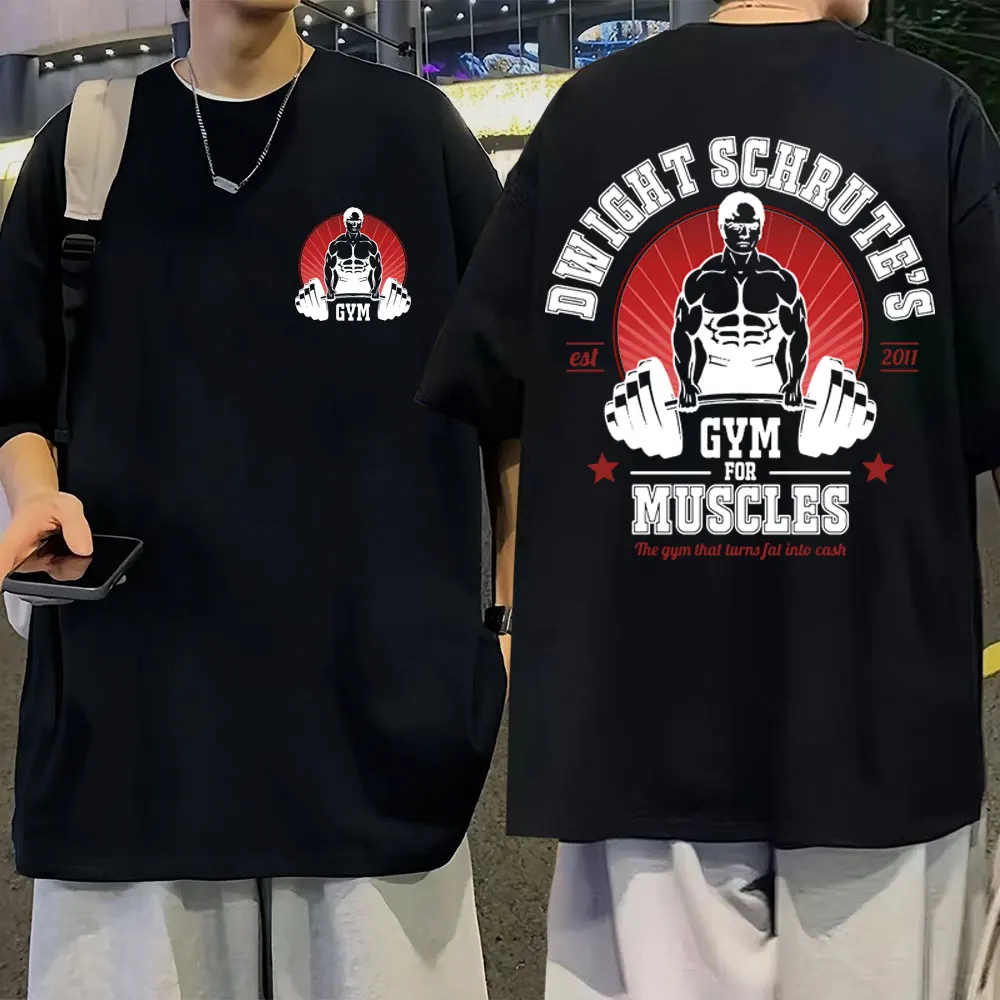 

Dwight Schrute Gym for Muscles T-shirt Tv Series The Office Michael Scott Short Sleeve Oversized T-shirts Vintage Men's T Shirt