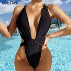 Сплошной сексуальный купальник CPUTAN, женский черный купальник с перекрещивающимися бретелями, боди с высоким вырезом, монокини, пляжная одежда с открытой спиной 2021