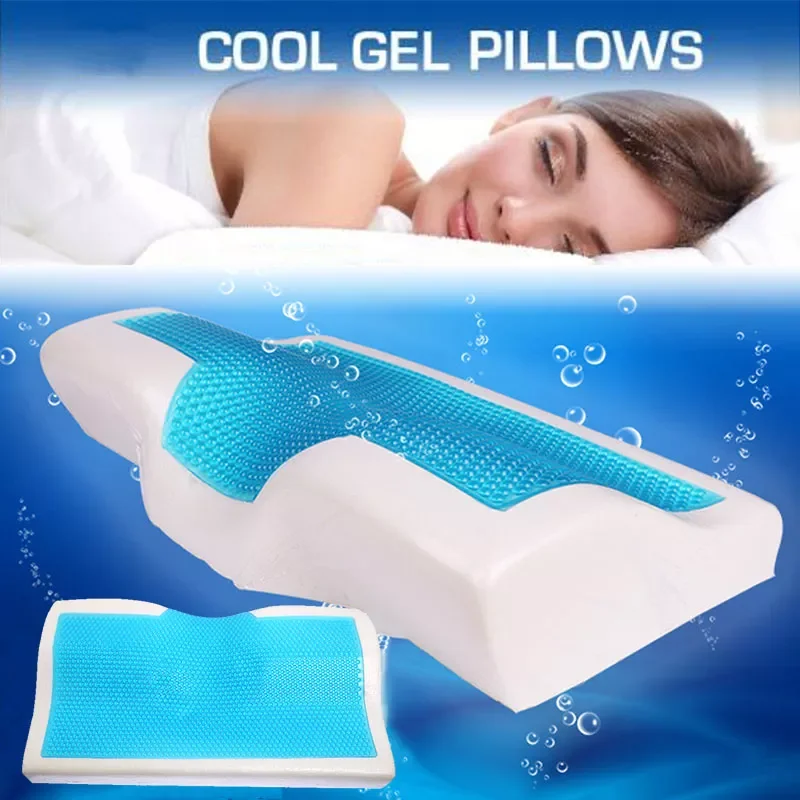 

Гелевая подушка с эффектом памяти, охлаждающая, для здоровья, ортопедическая, для массажа шейного отдела позвоночника, удобное домашнее бел...